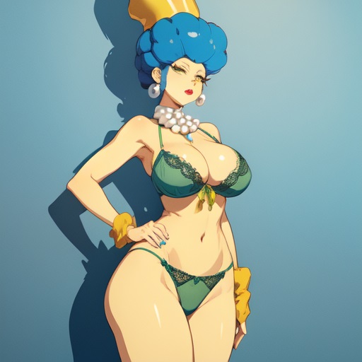 AI Porn – ai generated blue hair lingerie marge simpson sexy body the