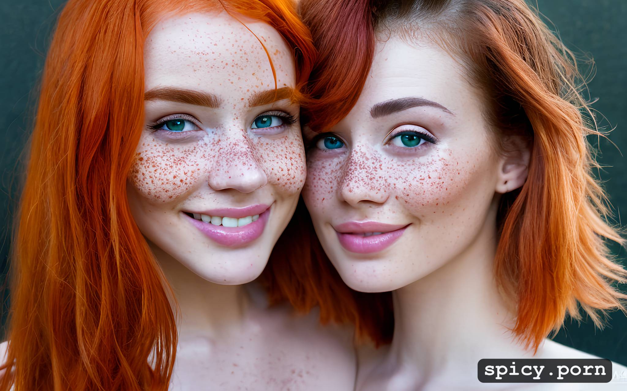 AI Porn: orange hair, very detailed, 18yo, standing up, very naked, close up