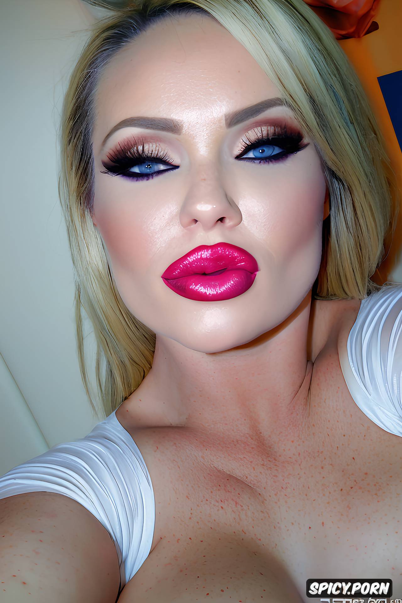 AI Porn: bimbo lipstick, selfie, botox lips, daisyridley, milf, blonde hair