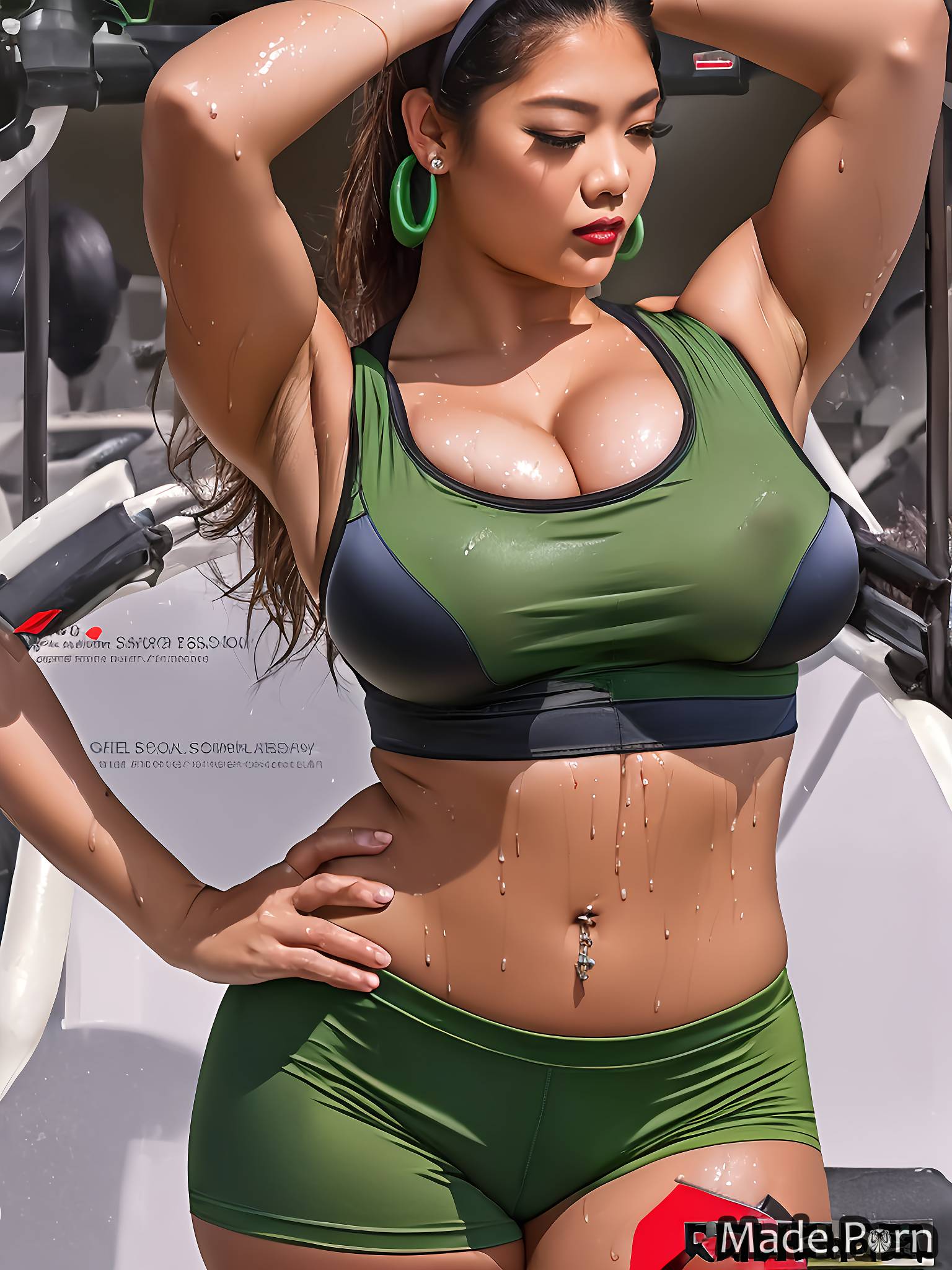 wet big hips flashing tits realistic art trousers huge boobs thick created by AI