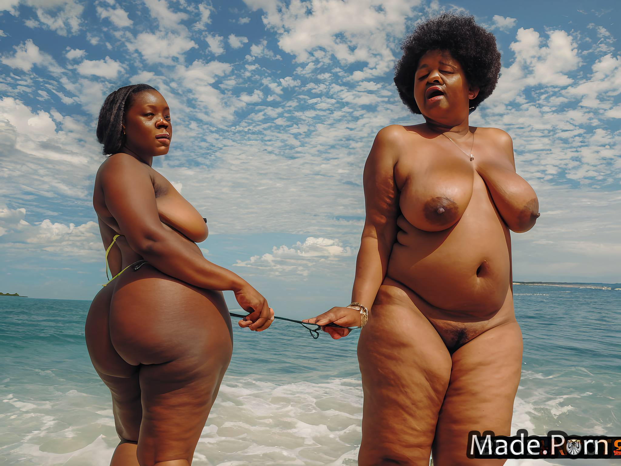 photo huge boobs nipples chubby wild afro ssbbw full shot created by AI