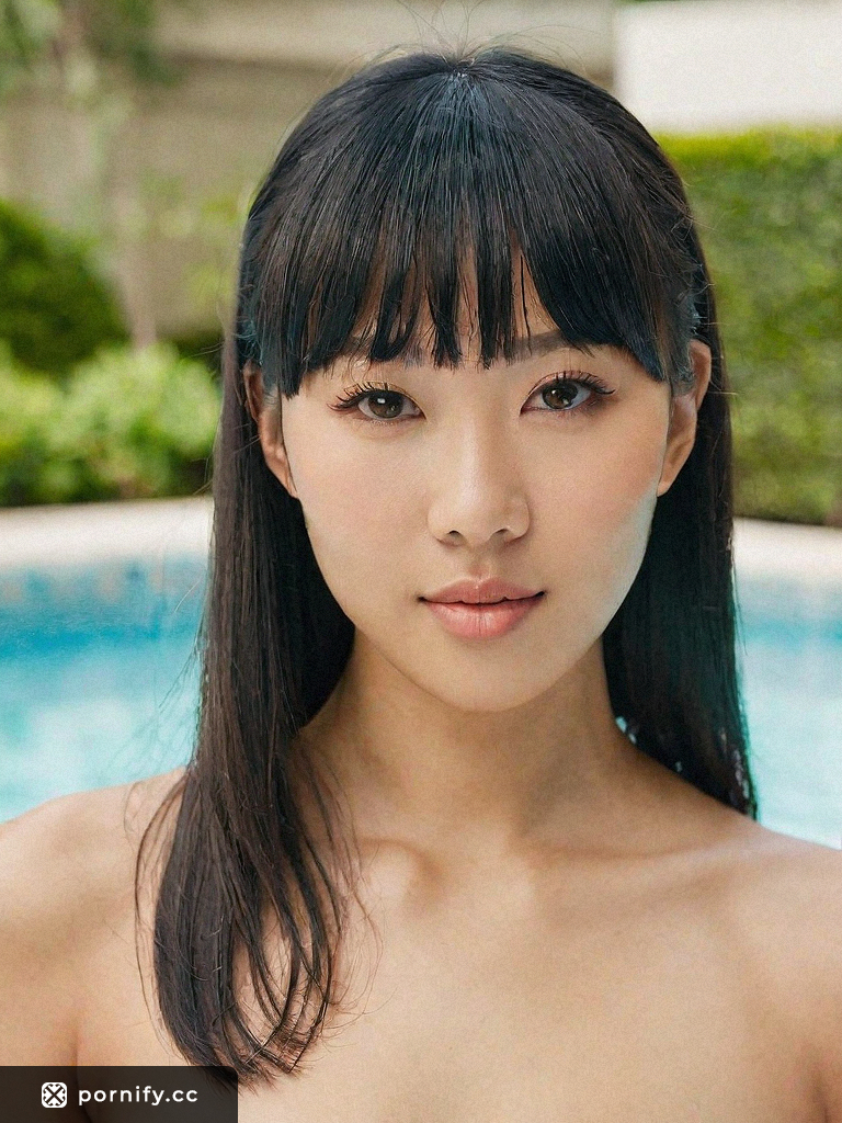 Asian Teen Slim Model in Bikini-Line Pussy Haircut with Bangs and Playful Expression | Pornify –  AI Porn