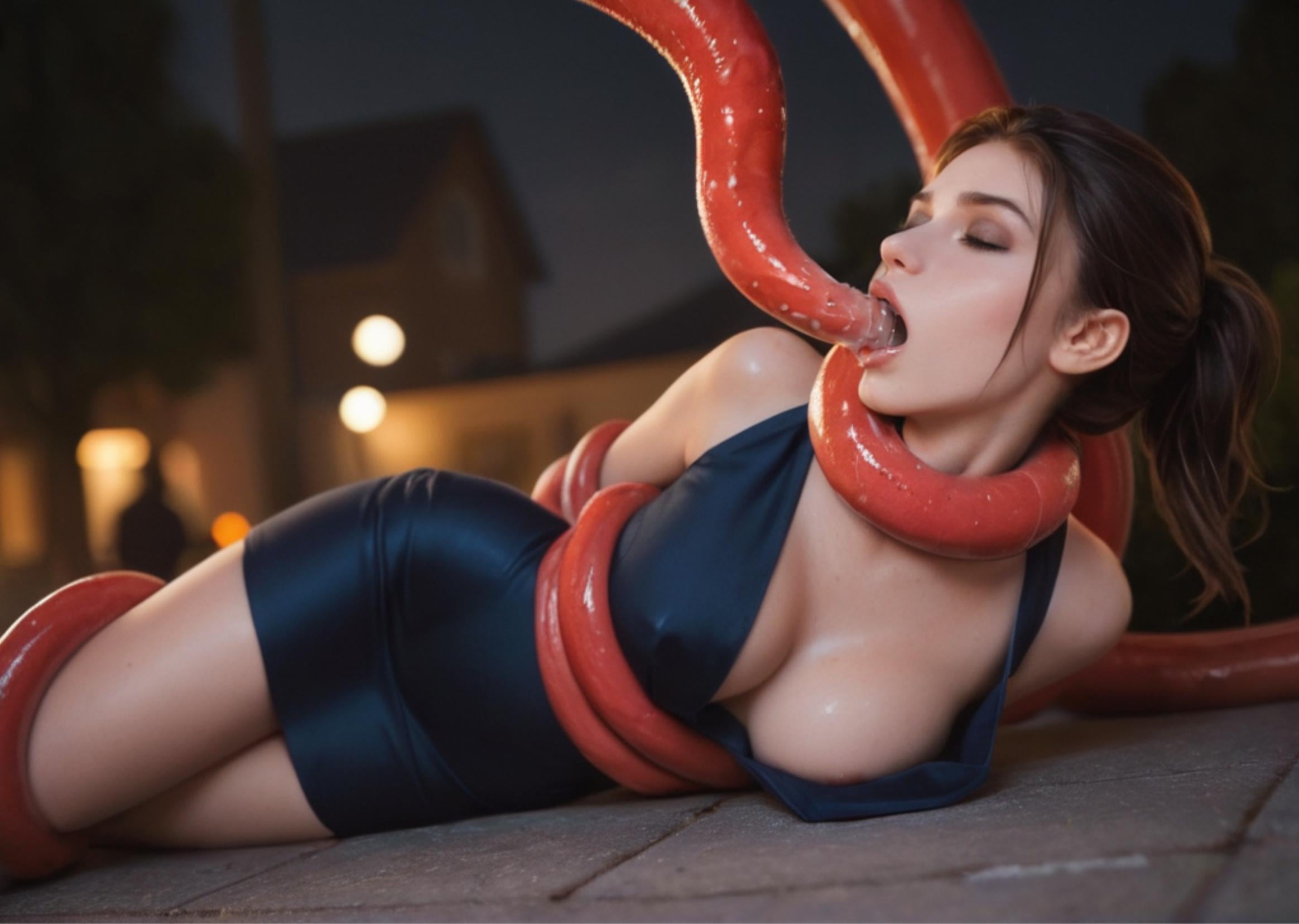 Girl overwhelmed by Tentacles