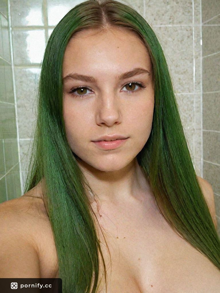 Sultry Green-Haired Finnish Teen Spreading Legs in a Bathroom | Pornify –  AI Porn