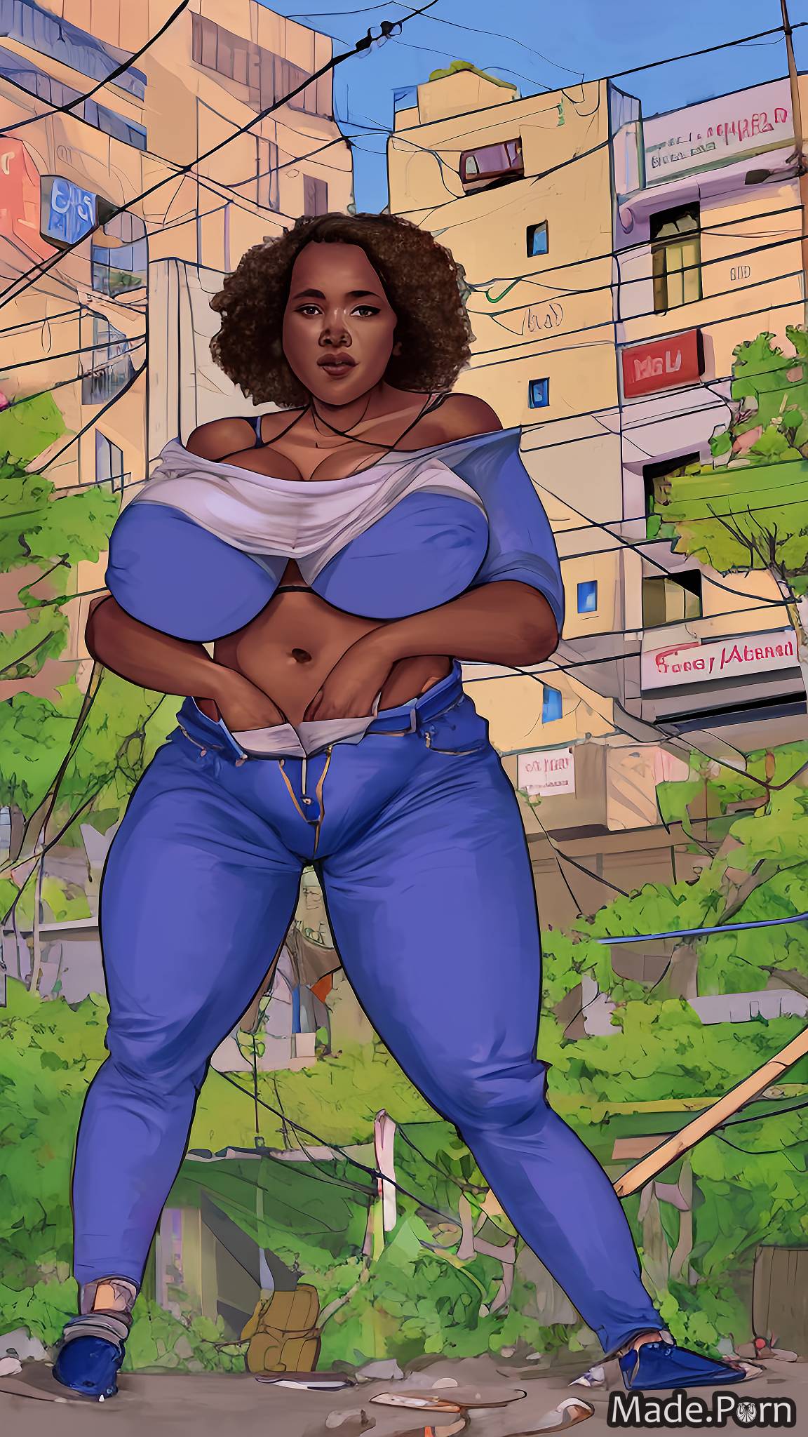 30 street hairy big tits cartoon short african created by AI