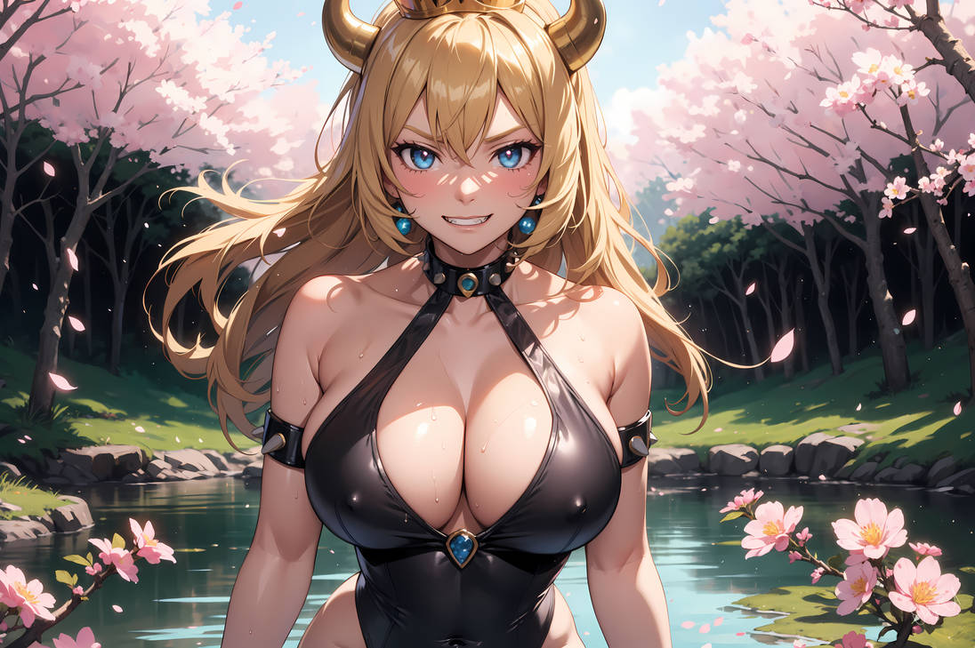 AI Porn – 1girl 1girl ai art ai generated blonde hair blue eyes bowsette