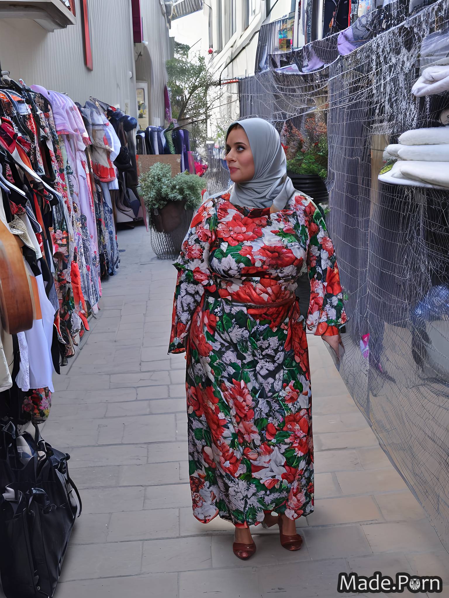 algerian long skirt hijab natural tits lift dress Red Light District, Amsterdam bbw created by AI