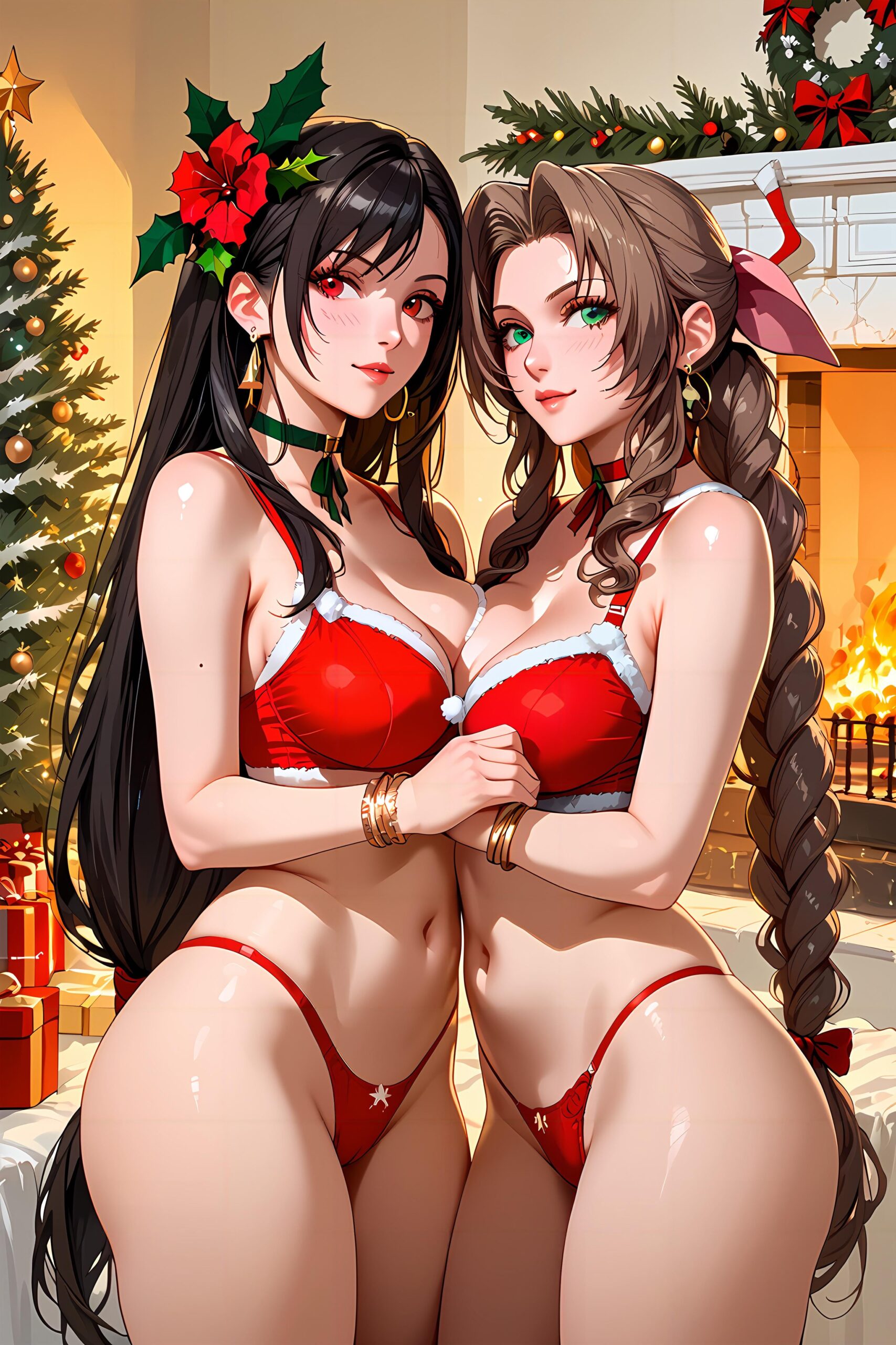 Aerith and Tifa wishing you a merry Christmas!