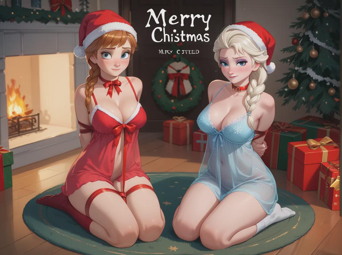 Anna and Elsa wishing Merry Christmas