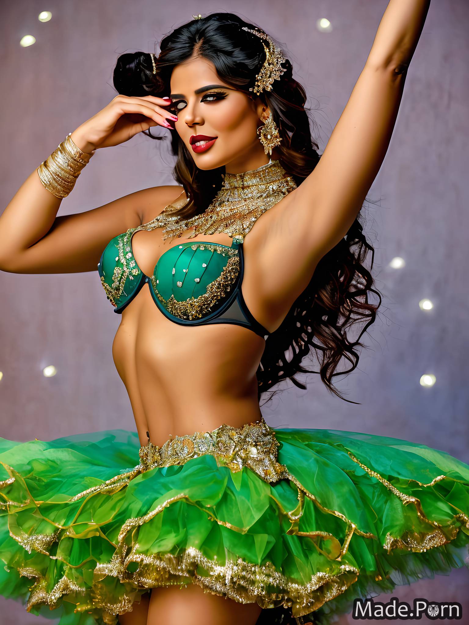 30 belly dancer partially nude flexible perfect boobs stripper woman created by AI