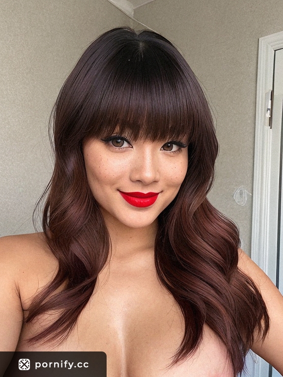 Asian Curvy Brunette Realistic AI Model with Small Round Breasts, Tanned Skin and Shaved Pussy Haircut in Front View, Bathroom Background, Foot Fetish Pose, 24-70mm Camera Lens, Angry Expression, Straight Tapered Eyebrows, Oval Face Shape, Amber Eyes and Bangs Hairstyle Lifting Shirt | – AI Porn