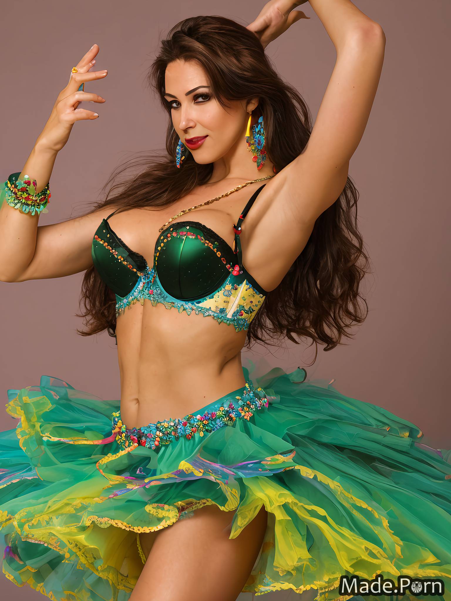 belly dancer portrait perfect boobs lingerie partially nude 30 ballerina created by AI