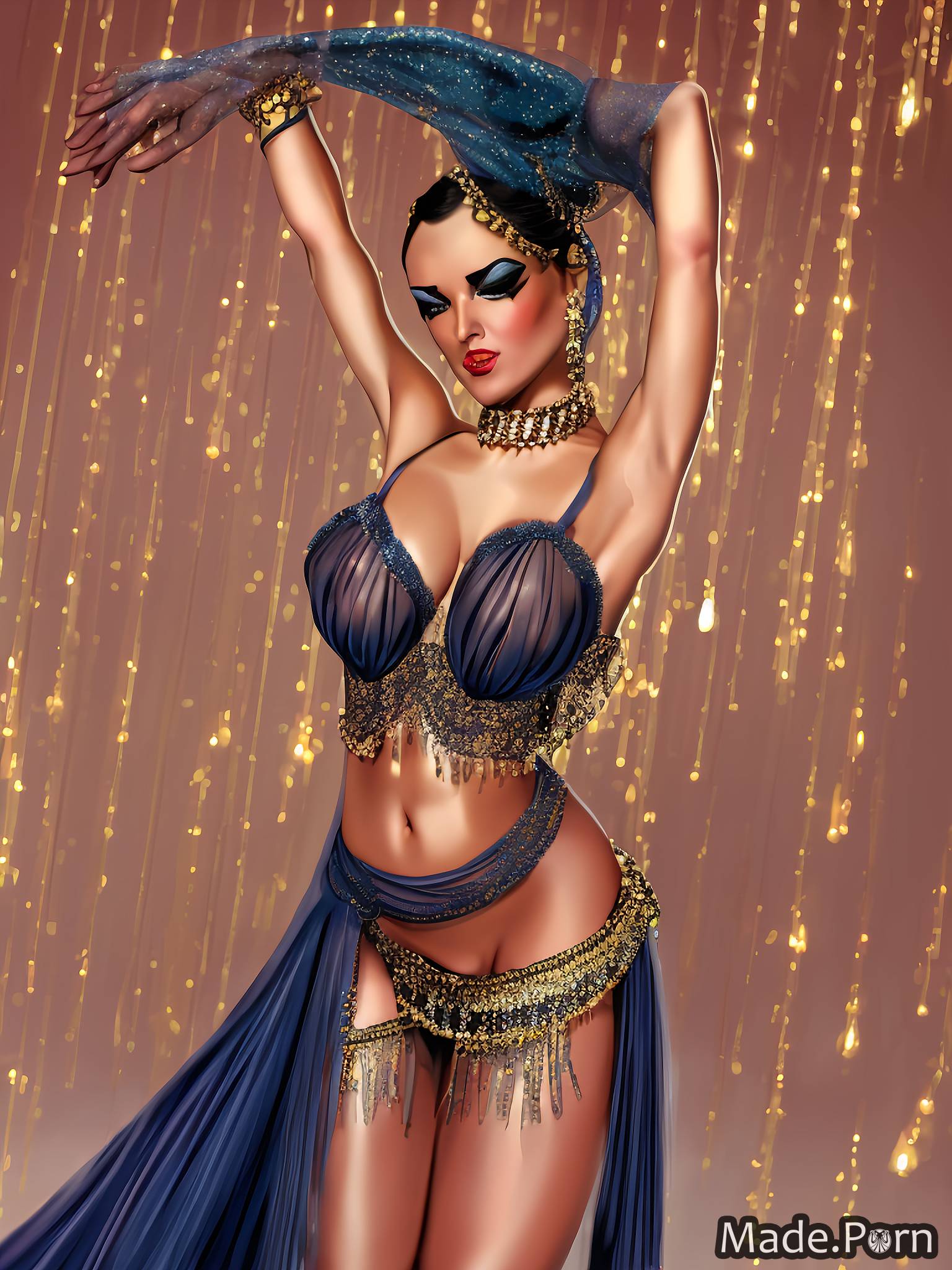 belly dancer woman stripper art deco 30 lingerie dancing created by AI