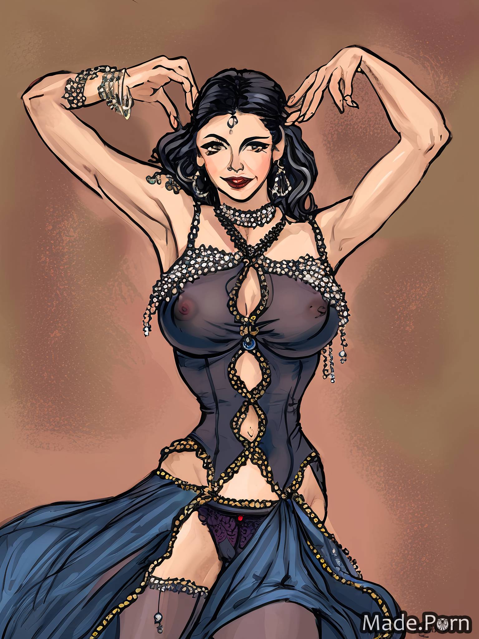 perfect boobs ballerina woman portrait flexible perfect body belly dancer created by AI