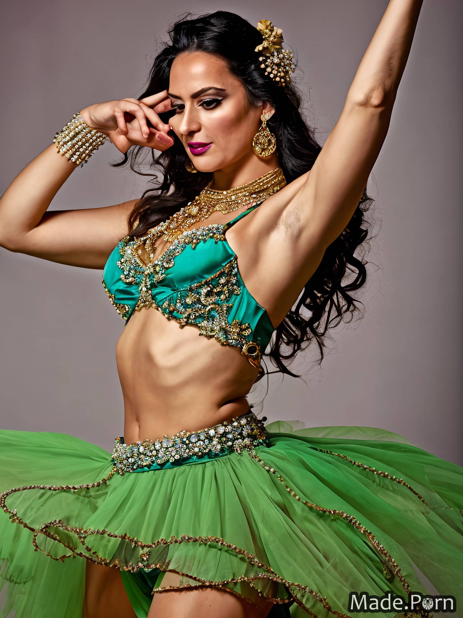 stripper belly dancer lingerie perfect boobs ballerina perfect body flexible created by AI