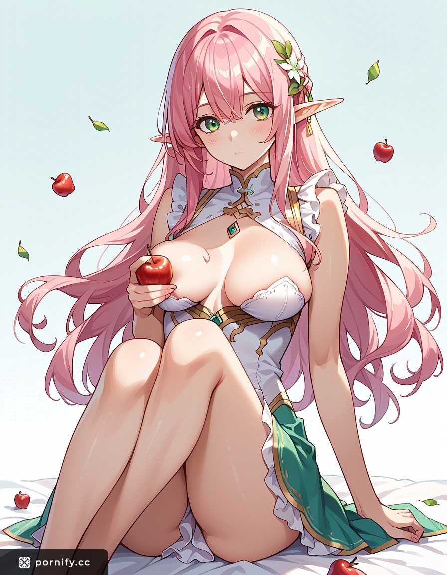 Anime Elf Girl in 20s With Apple-Shaped Body, Round Breasts, and Long Pink Hair in Cafe | – Free AI Porn Generator