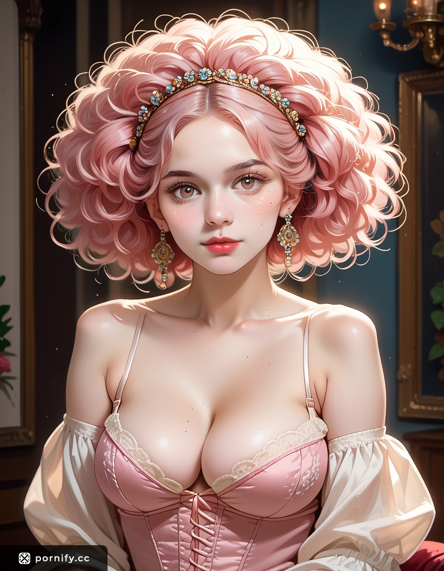 Plus Size Pink Anime Model in Renaissance Art Background Lifting Her Shirt for You. | – Free AI Porn Generator